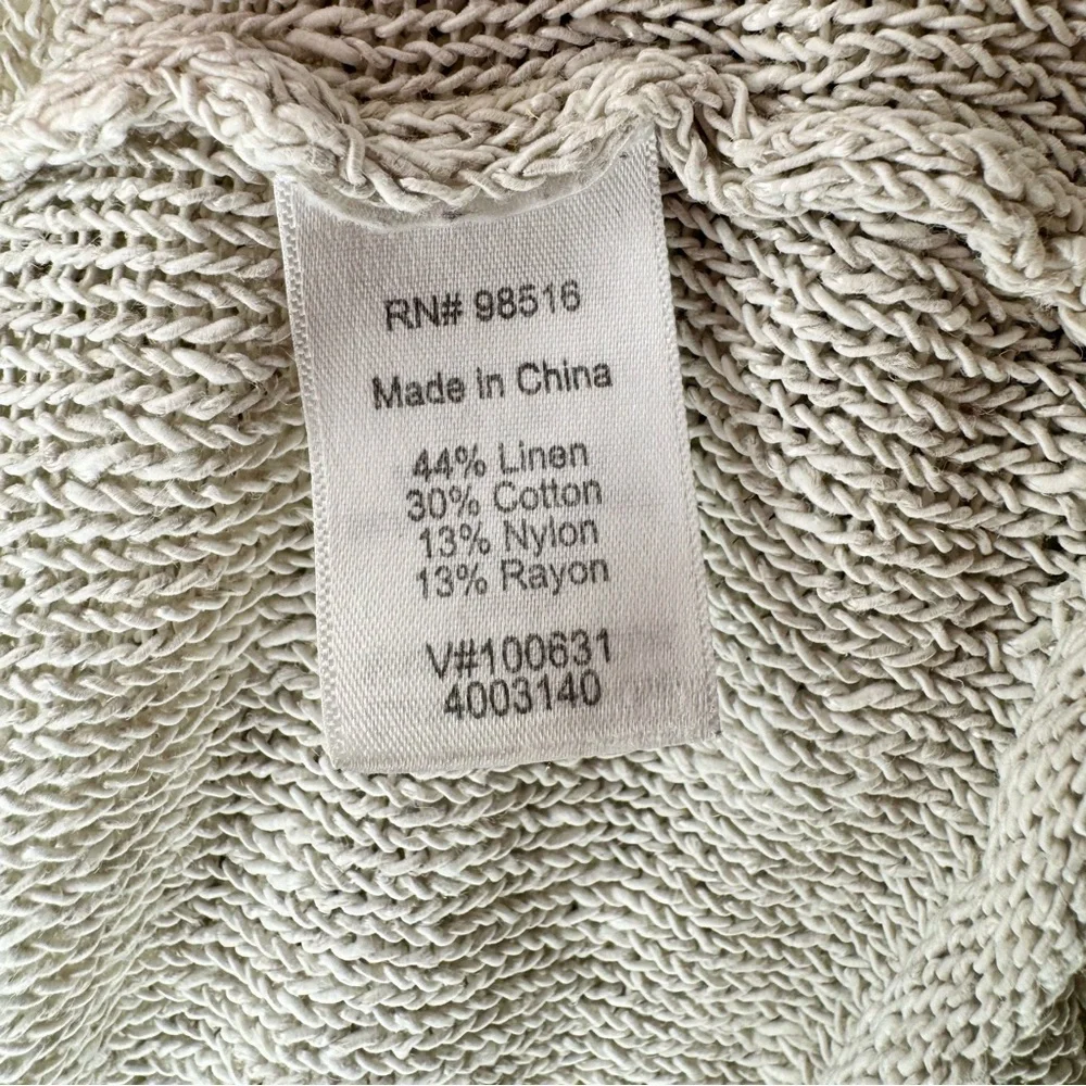 Coldwater Creek Linen & Cotton Cream Loose Knit Long Cardigan SMALL - Picture 10 of 11